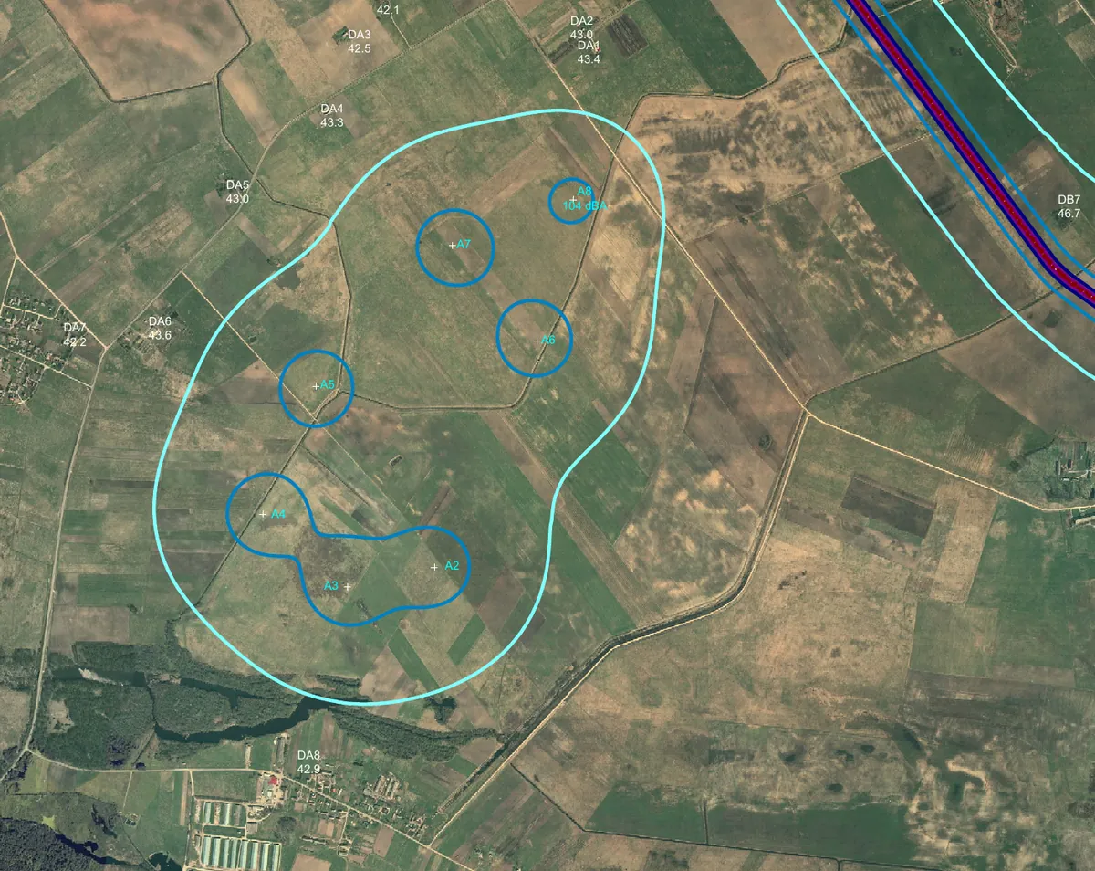 Noise modelling for wind farms